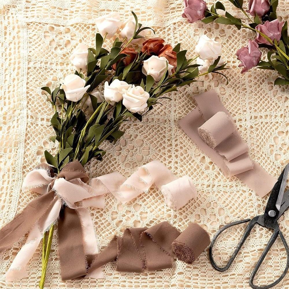 3 Rolls 5m Fringe Chiffon Silk Ribbon Handmade Hairy Chiffon Ribbon Chiffon Ribbon  Bridal Bouquets