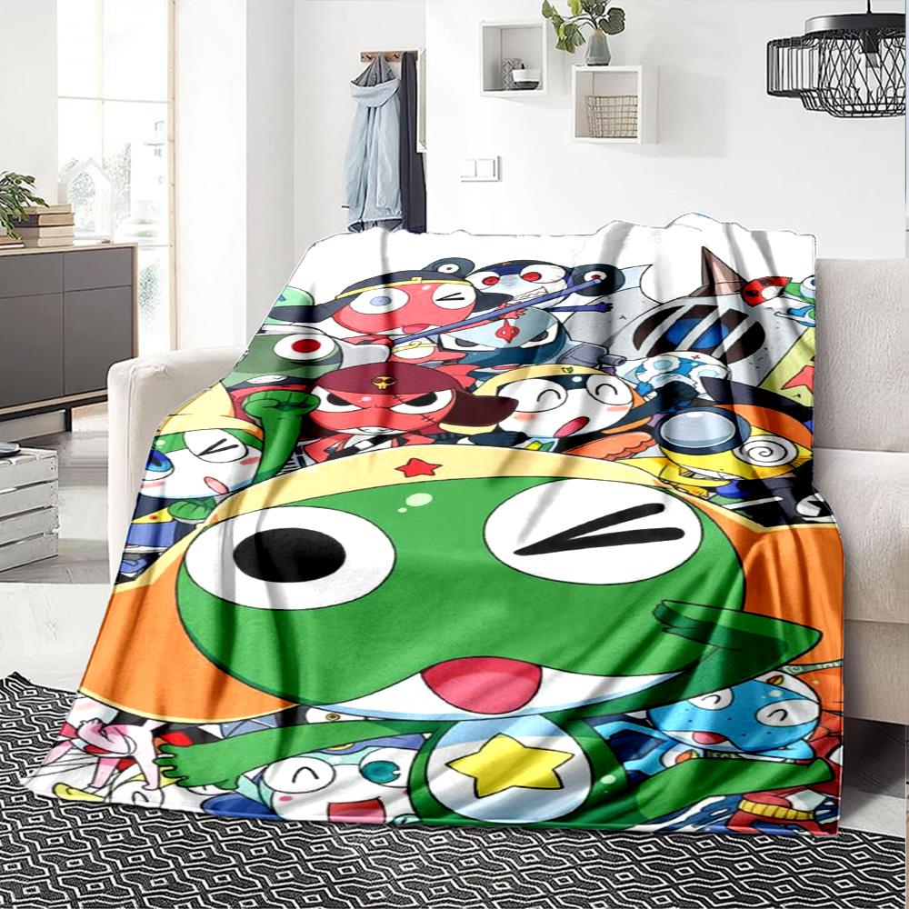 Keroro Army Adventure Flannel Blanket Super Soft Warm Cozy Blanket For Sofa Bed Office Travel Allseason Home Decor Gift