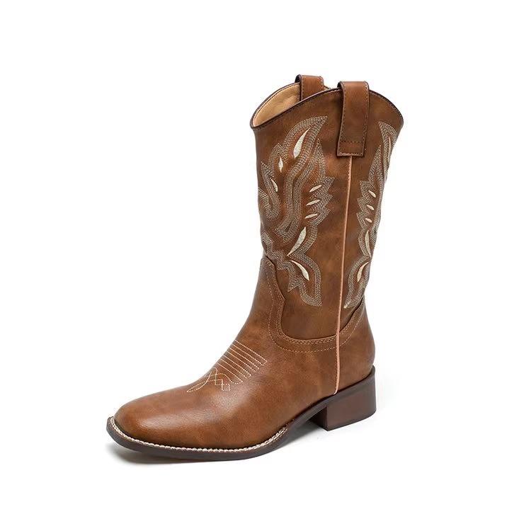 Embroidery Western riding cowboy boots women's new summer boots Xinjiang grassland northwest thick heel Martin boots