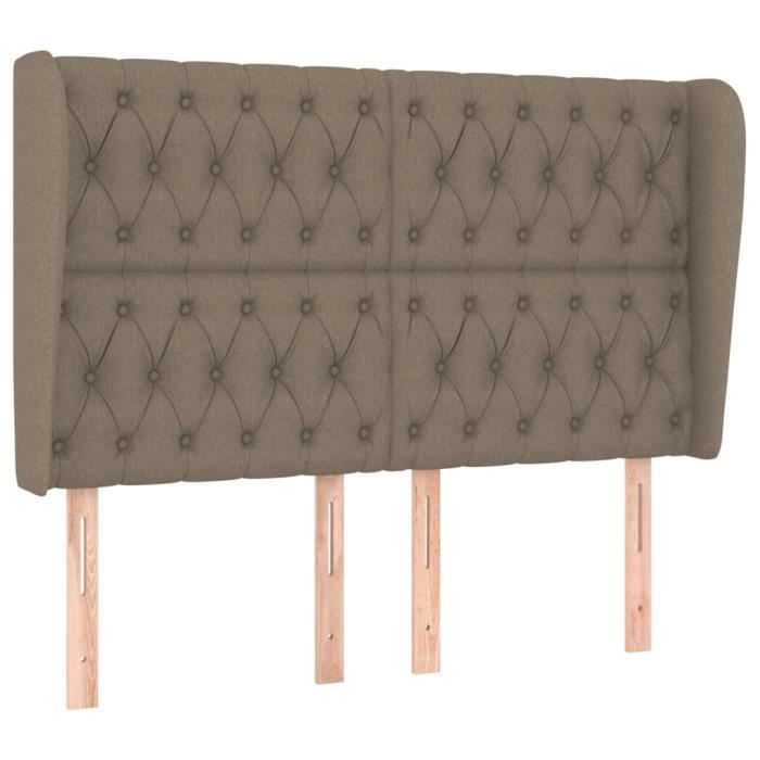 VidaXL Tête de lit avec oreilles Taupe 147x23x118-128 cm Tissu3118294