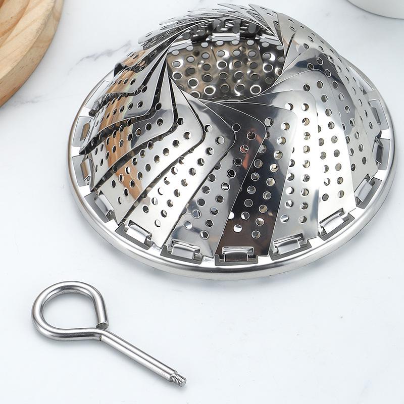 304 Stainless Steel Retractable Multi-Functional Steamer Basket with Thickened Design for Household and Hotel Use