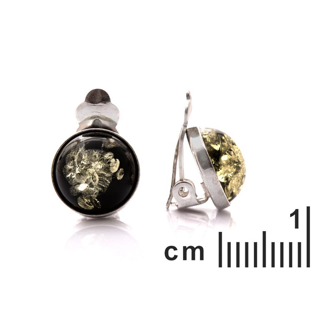 Les Trésors De Lily [Q1804] - Stříbrné klipsy 'Inspiration' jantarově zelené stříbrné (rhodiované) - 12 mm