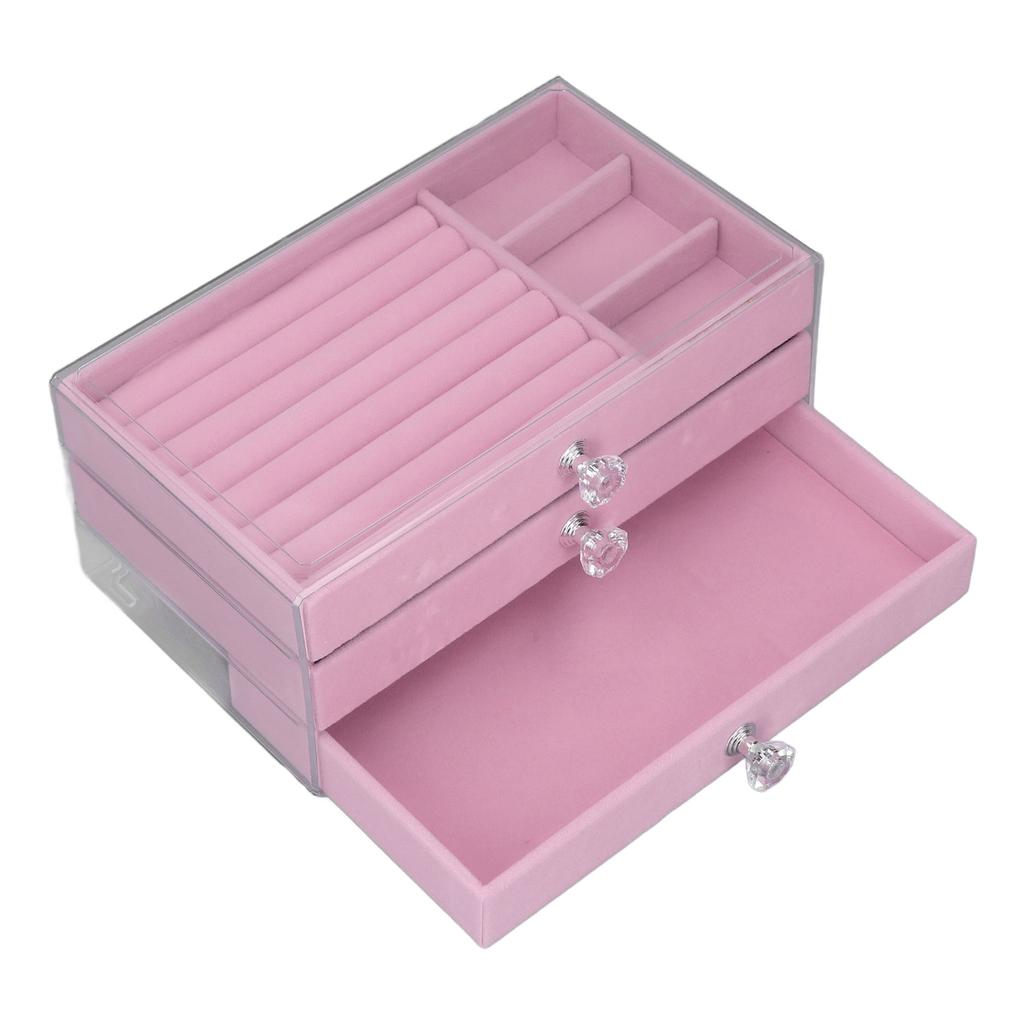 Acrylic Jewelry   3 Drawers Storage Box Transparent Jewelry Display Stand rrings Necklace Holder Case