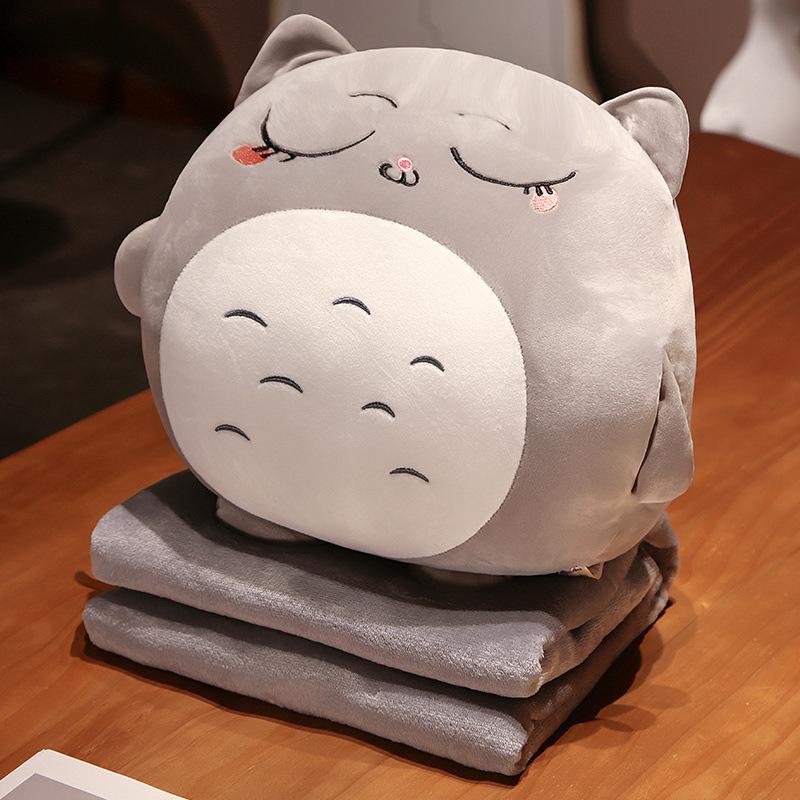 3-in-1 Car Cartoon Pillow Quilt: Dual-purpose Cushion & Blanket with Air Conditioning Blanket, Perfect for Office Naps