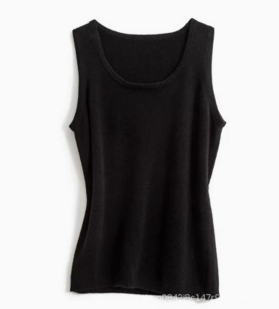 Women's Slim Fit Cashmere Spaghetti Strap Vest: Round Neck Sleeveless Knit Sweater for Autumn/Winter
