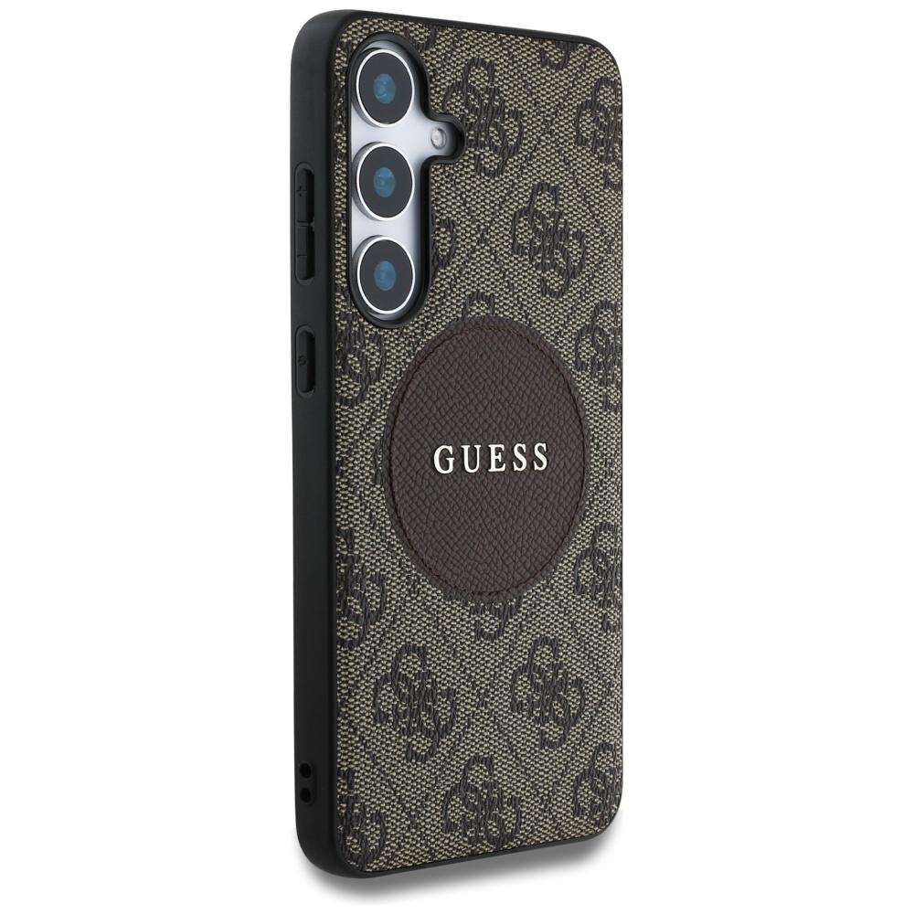 Guess 4G Round Patch Classic Logo MagSafe Case for Samsung Galaxy S25+ Brown