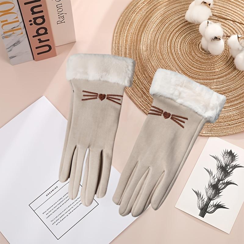 Ladies' winter outdoor warm riding gloves, thick and cold resistant touch screen gloves, worn for running and going out