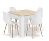 Set Of Np Table 80X80Cm Sonoma Oak + White + 4 Wat White Chairs / Natural Legs