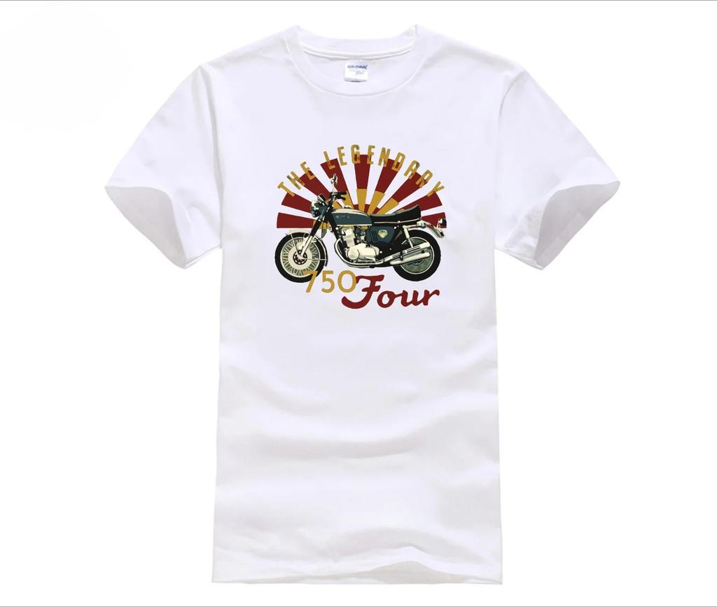 T-shirt de Moto Coton Épais Unisexe Impression Cb750 Four Mode Tee d'Été