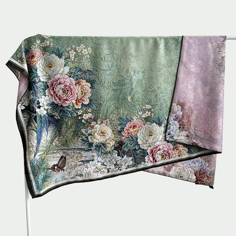 Chinese style fragrant cloud gauze square scarf silk scarf floralsprinting double-sided silk scarf shawl