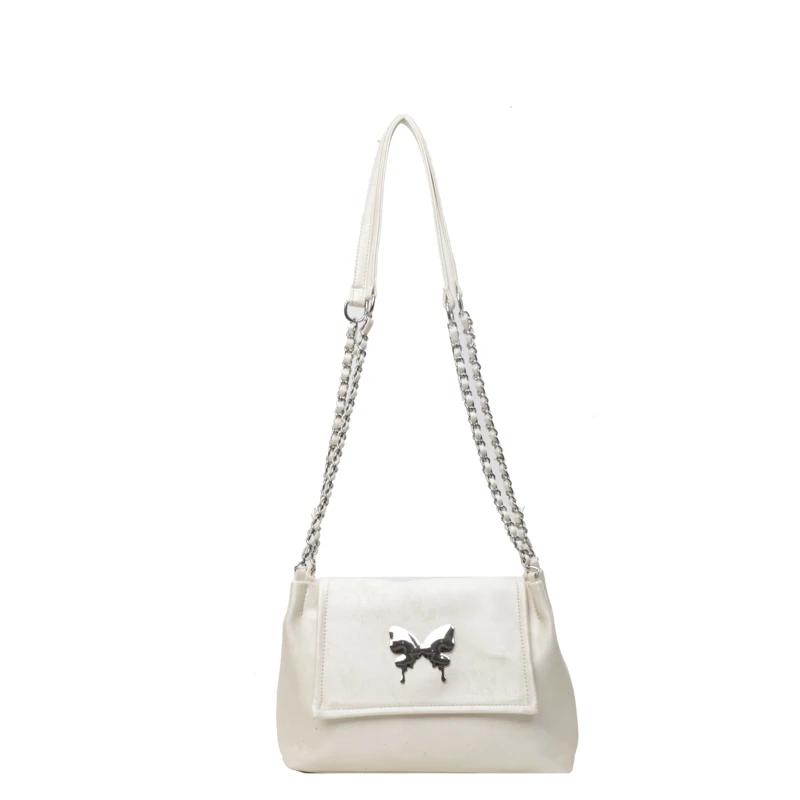 Fashion Luxury Design PU Leather Women Shoulder Bag Female Butterfly Decoration Crossbody Bag Spring and Summer Ladies Brand Bag