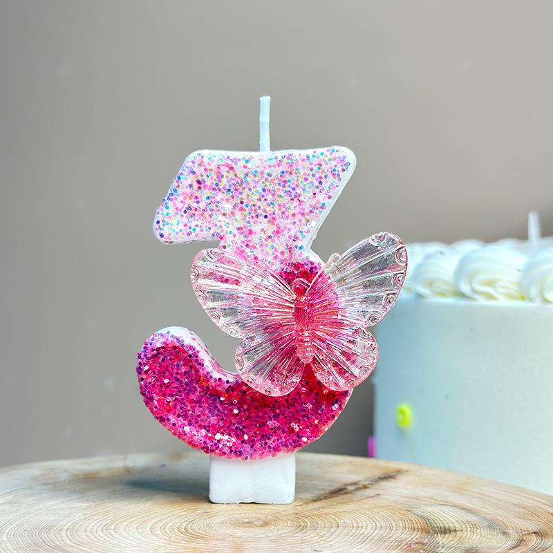 0-9 Number Cake Candles Party Supplies Purple Butterflies Candles Accessories Cake Shop Props Valentine's Anniversary Candles