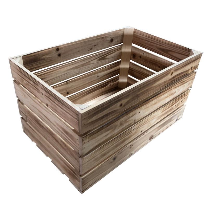 Reinforced Solid Wood Retro Storage Crate for Display and Storage