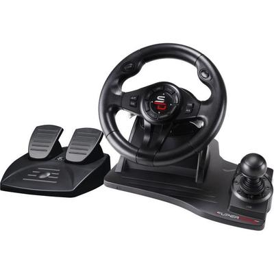 Volant de course GS550 Superdrive avec Pédalier + Palettes + Levier de vitesse - Compatible PC / PS4 / Xbox One / Xbox Serie X/S