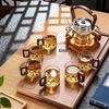 High-Temperature Resistant Borosilicate Glass Teapot with Handle for Stove-Top Brewing