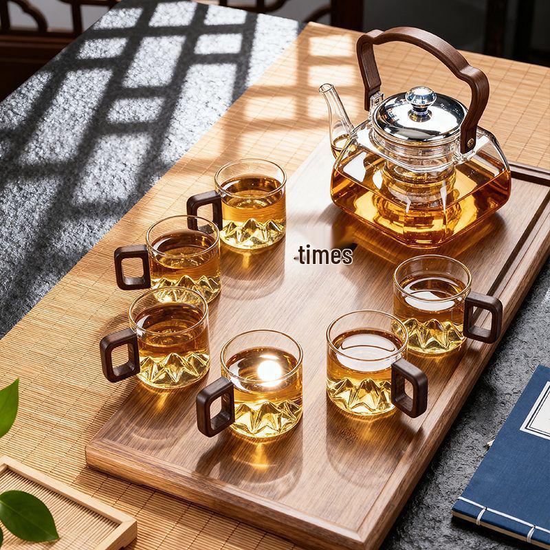 High-Temperature Resistant Borosilicate Glass Teapot with Handle for Stove-Top Brewing