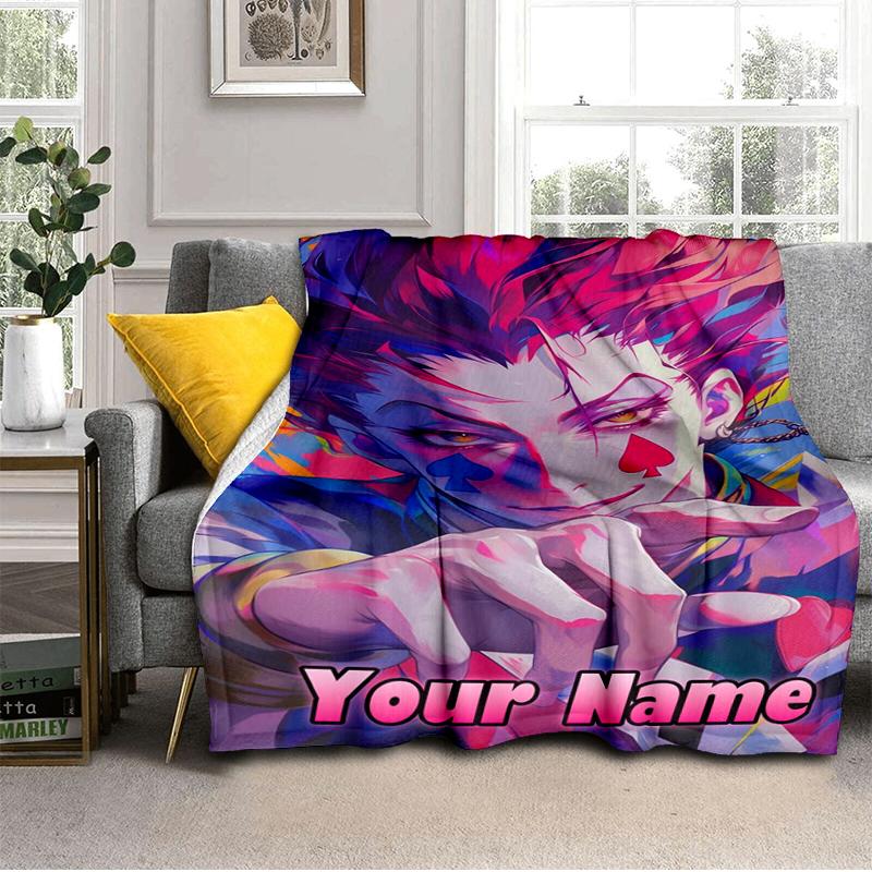 1PC Custom Name Colorful Fantasy Portrait flannel blanket versatile,all-season throw suitable for the living room,bedroom,camping,travel,and gift