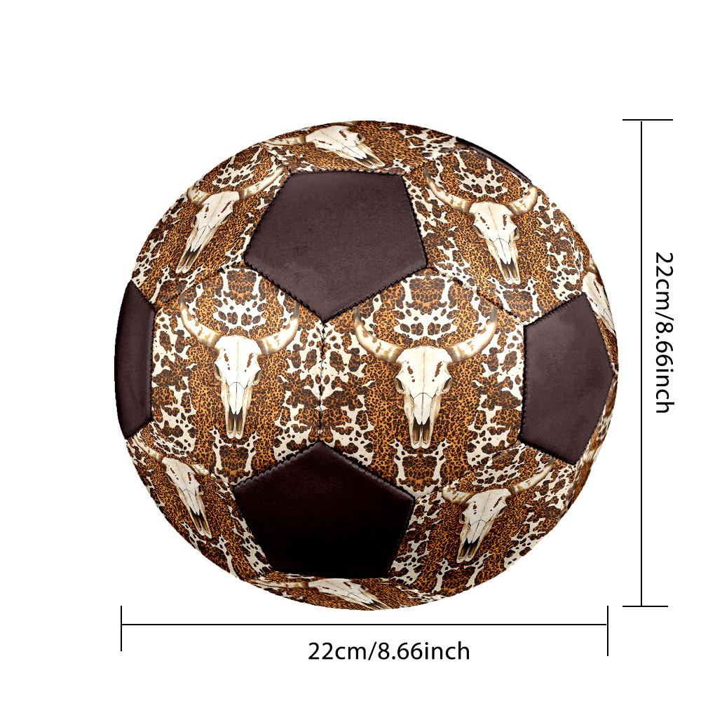 Western Cow Skull Indoor Soccer Ball Colorful All Ages Size 5 Machine Stitched PVC Competition Ready Durable High-Bounce