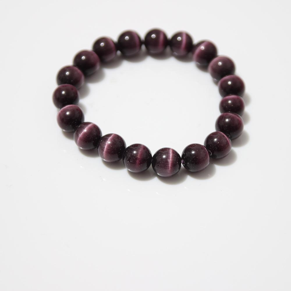 Sky Blue Cat's Eye Bracelet: Round Beads, Fresh Summer Crystal Jewelry for Women and Men