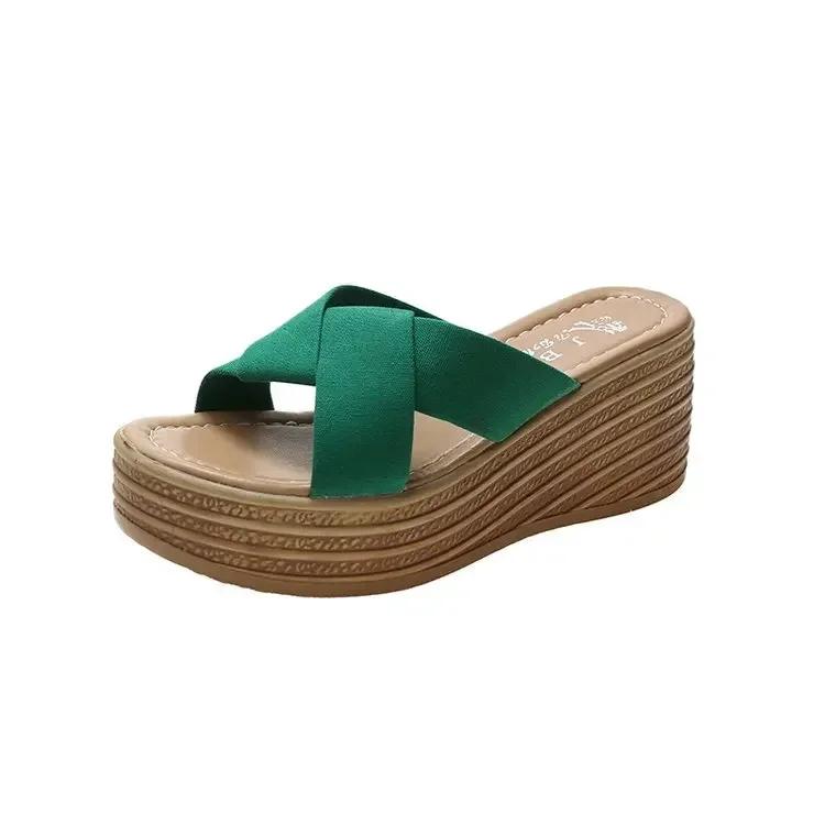 Papuci de damă Pantofi peep toe Sexy cu platformă pană Sandale papuci cu talpă groasă retro Roma pentru femei