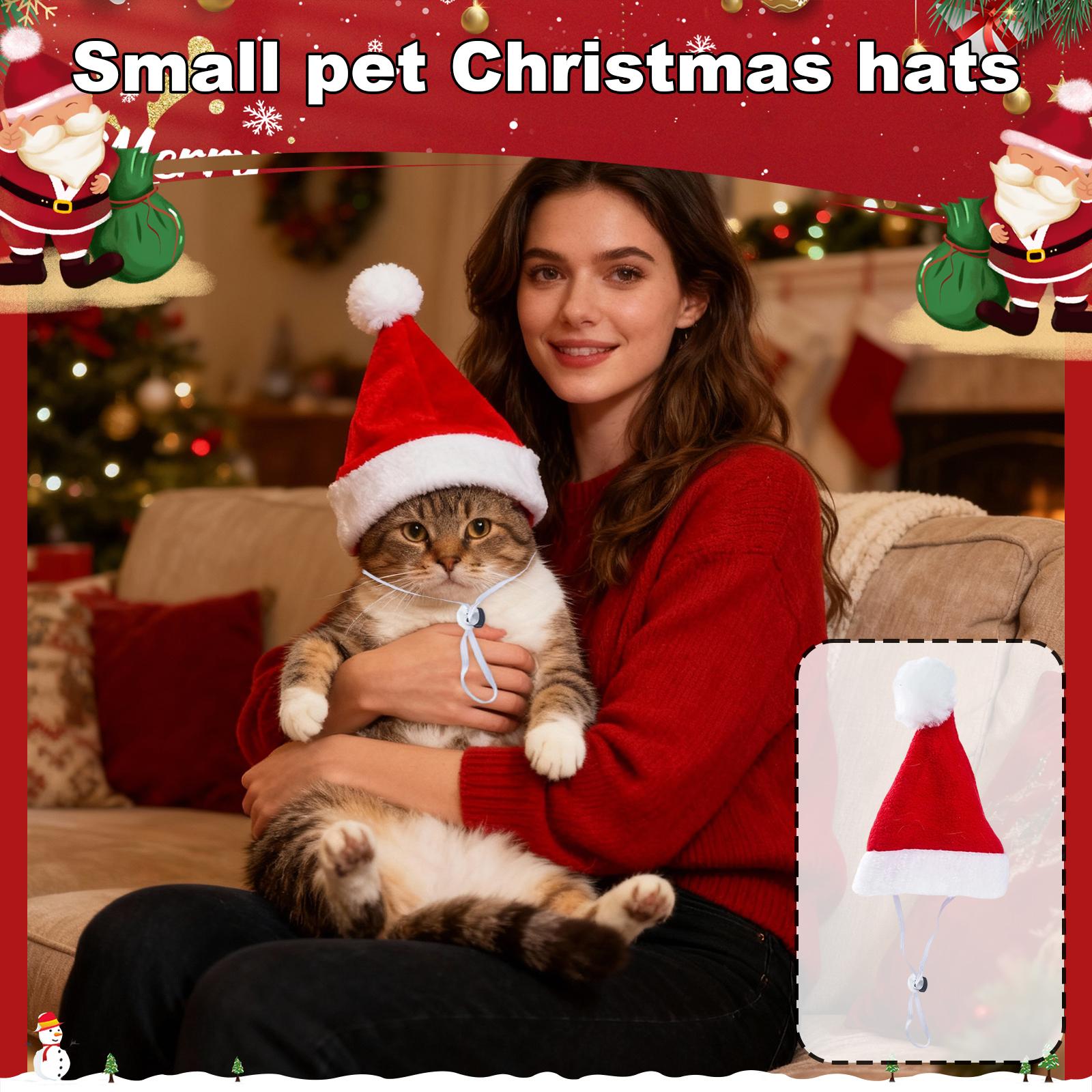 

Питомец Рождественская накидка и шляпа Фестивальный набор Костюм для преображения собаки Рождественский наряд для маленьких собак One Size