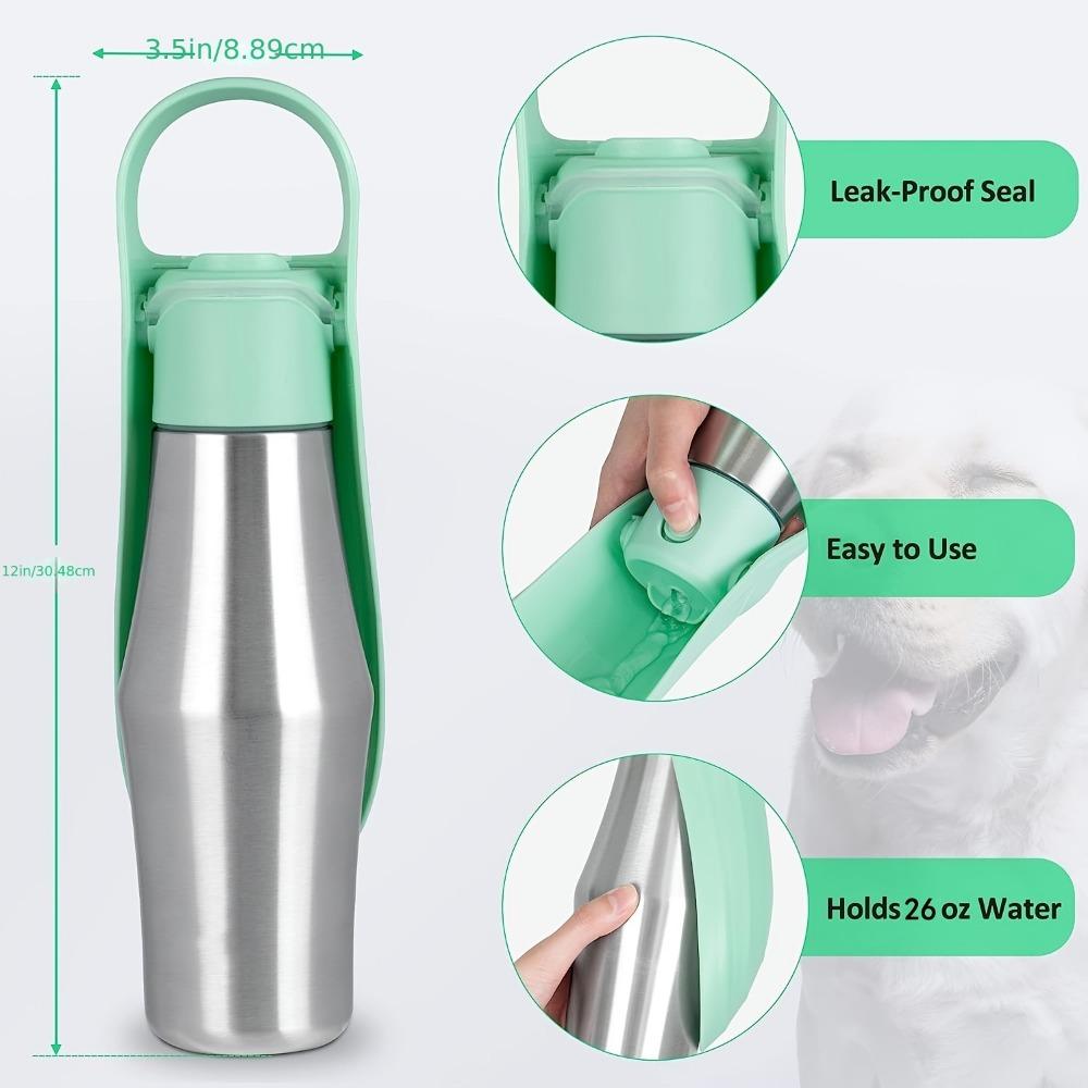 Botella de Agua Grande para Perros de 750 ml Acero Inoxidable Portátil para Exteriores Bebedero para Perros Recipiente de Agua para Viajes Suministros para Mascotas Adecuado para Todas las Razas de Perros Decoración