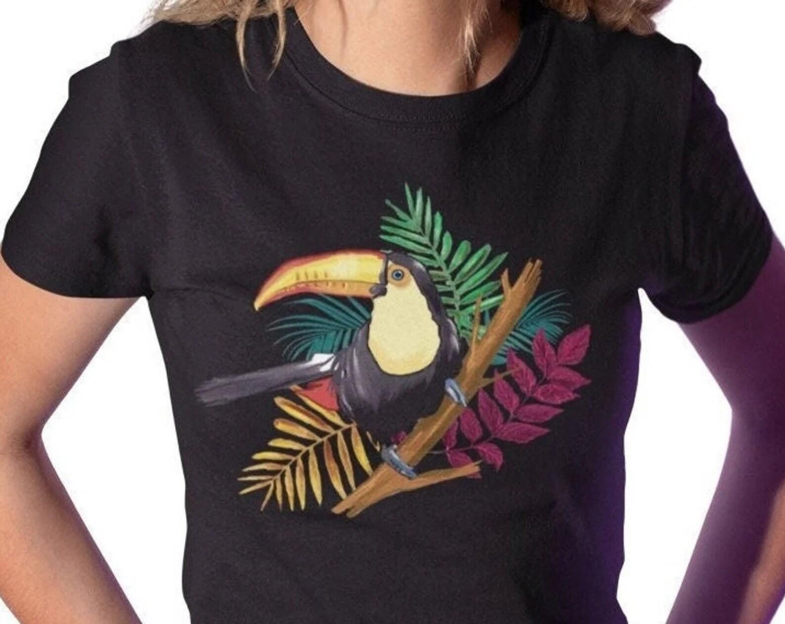 T-Shirt Woman Nature Wild Animal Toucan Motif Ladies Shirt Animal Wild Bird 2XL