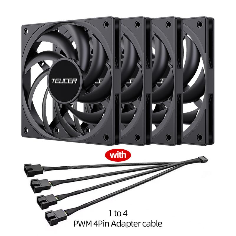 Teucer UT-12015 Ultrathin 15mm Thinckness 12cm Chassis Fan 12V/4Pin PWM FBD Bearing PC Case Cooling Ventilator 1-10pcs with Hub