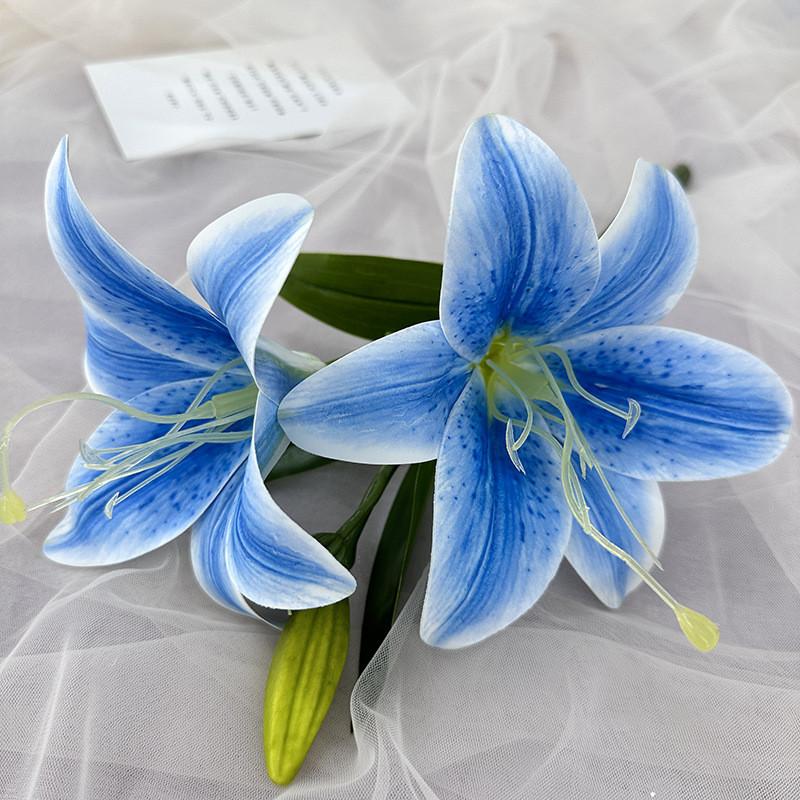 

Artificial Lily 3d Printed Wedding Decorations For Hotel And Party Blue