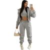 Womens 2026 Warm Fleece-Lined Hooded Sweatshirt Set 3-Piece Casual Streetwear Outfit In Pink Orange Gray Black Brown Khaki