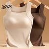 Thermal Insulation Tank Undershirt Chest Lined Sleeveless Women Fleece Top for Underwear with Pads Built