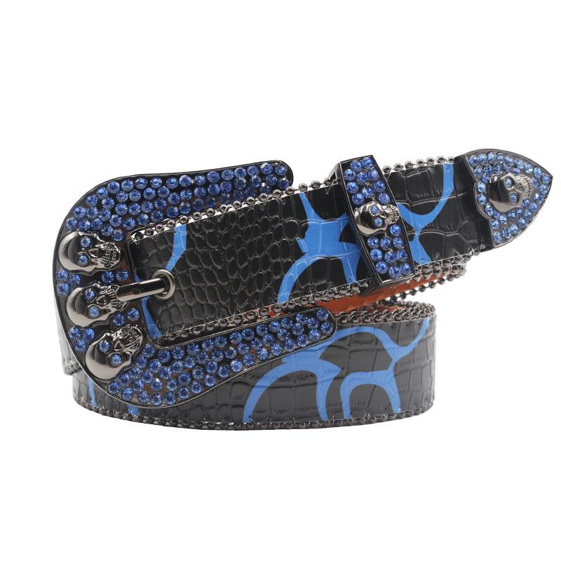 European And American Printed Rhinestone Inlaid Belt High-End Pin Buckle Full Of Diamond Sequins Hip-Hop Decorative Nightclub Belt Women