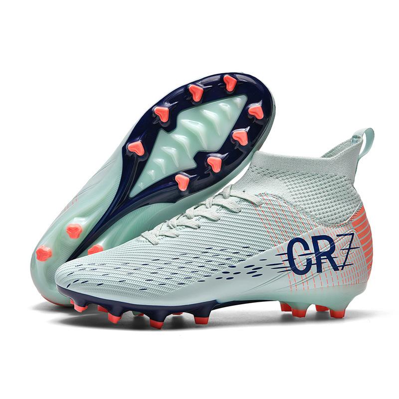 High-Top Football Shoes Cr7Tf Broken Nails Artificial Turf Ag Nails Leather Feet Boys And Girls Students Training Shoes