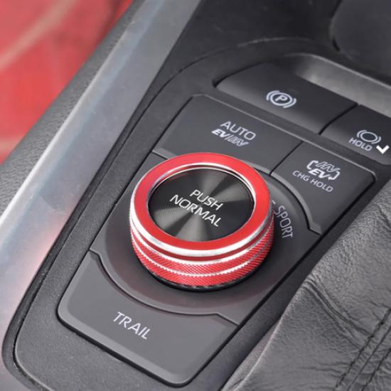 Red Aluminum PUSH NORMAL Adjust Knob Cover For Toyota RAV4 Hybrid -2025