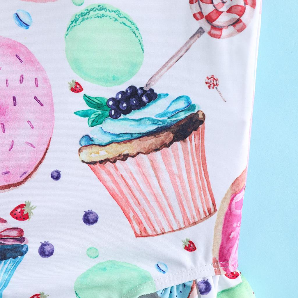 Summer Donut Lollipop Print Swimsuit for Girls