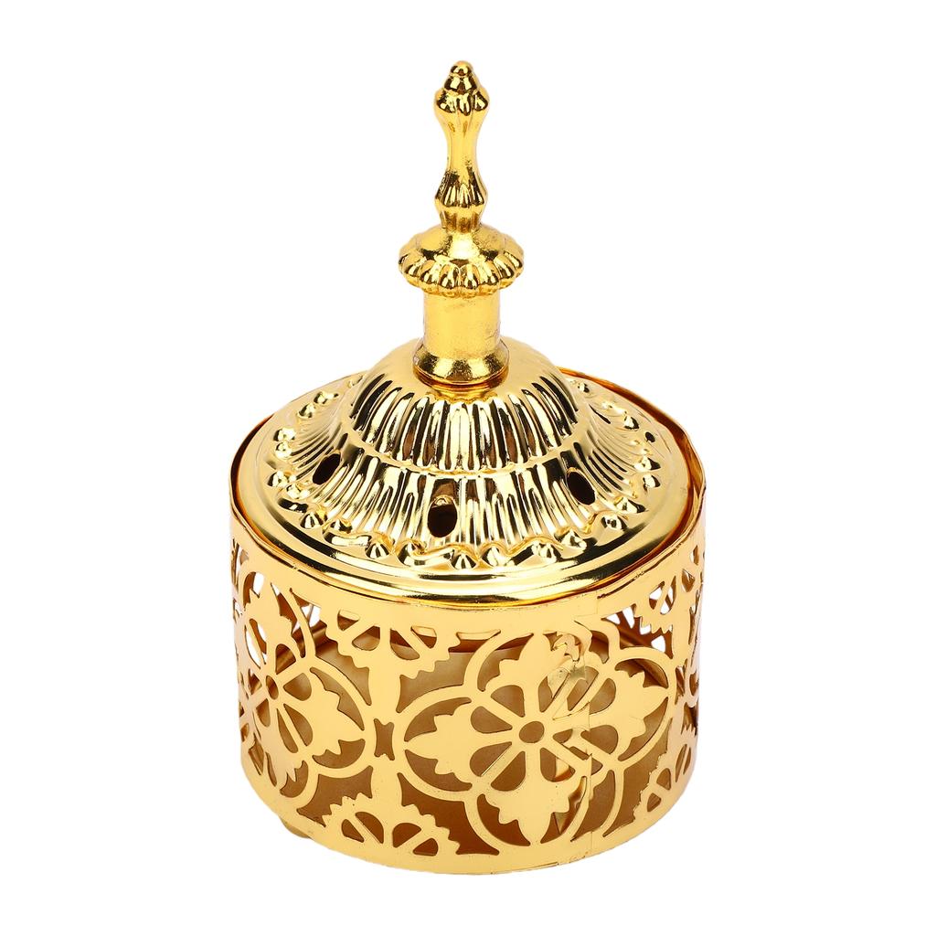 Arabic Incense Holder Pot Vintage Decorative Candle Stand for Home Tabletop Decoration Zinc Alloy Gold Style 1