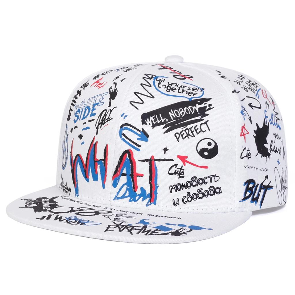 Unisex WHAT Graffiti Print Hip-Hop Hüte Mode Frühling Herbst Outdoor Verstellbare Lässige Baseballkappen Sonnenschutzhut