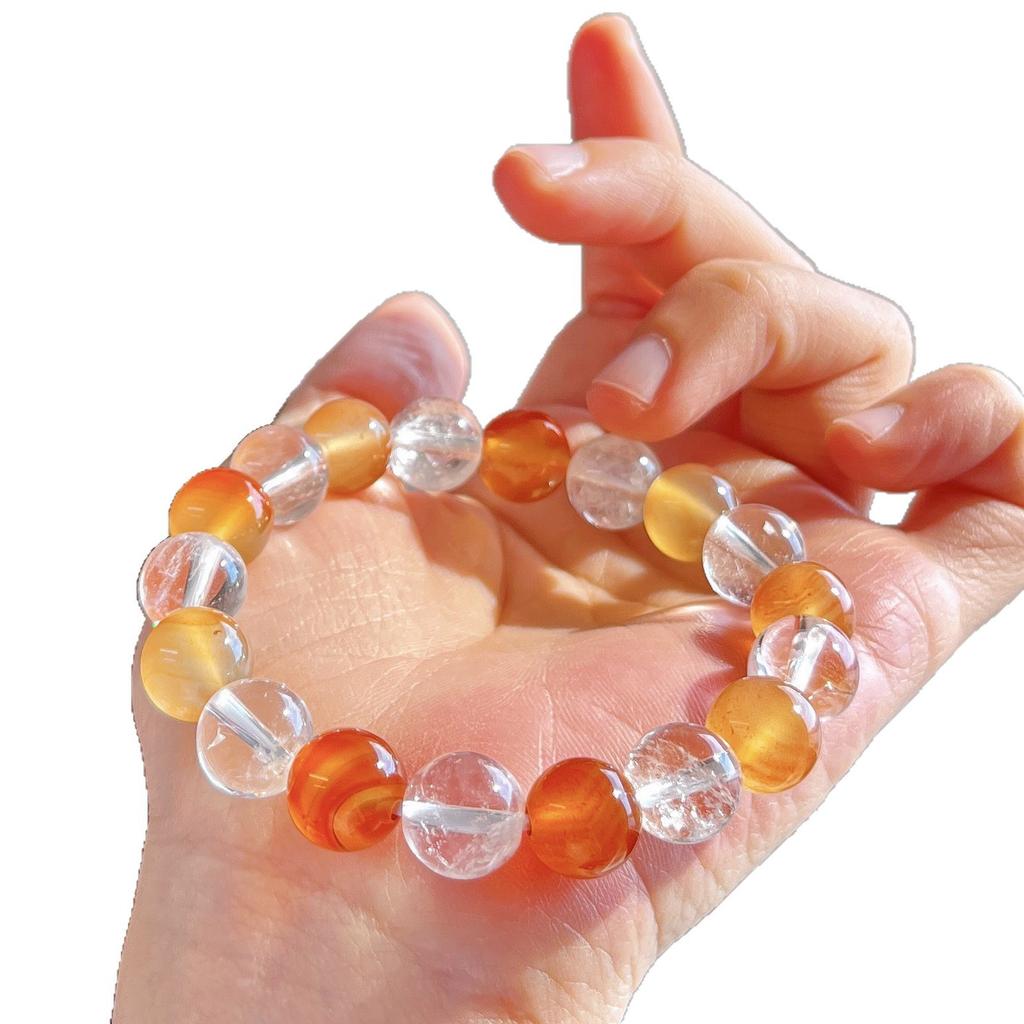 10Mm Natural White Crystal Chalcedony Design Bracelet Bracelet
