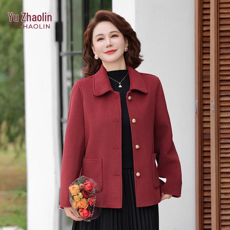 YUZHAOLIN Women's Plus Size Double-faced Wool Lapel Jacket