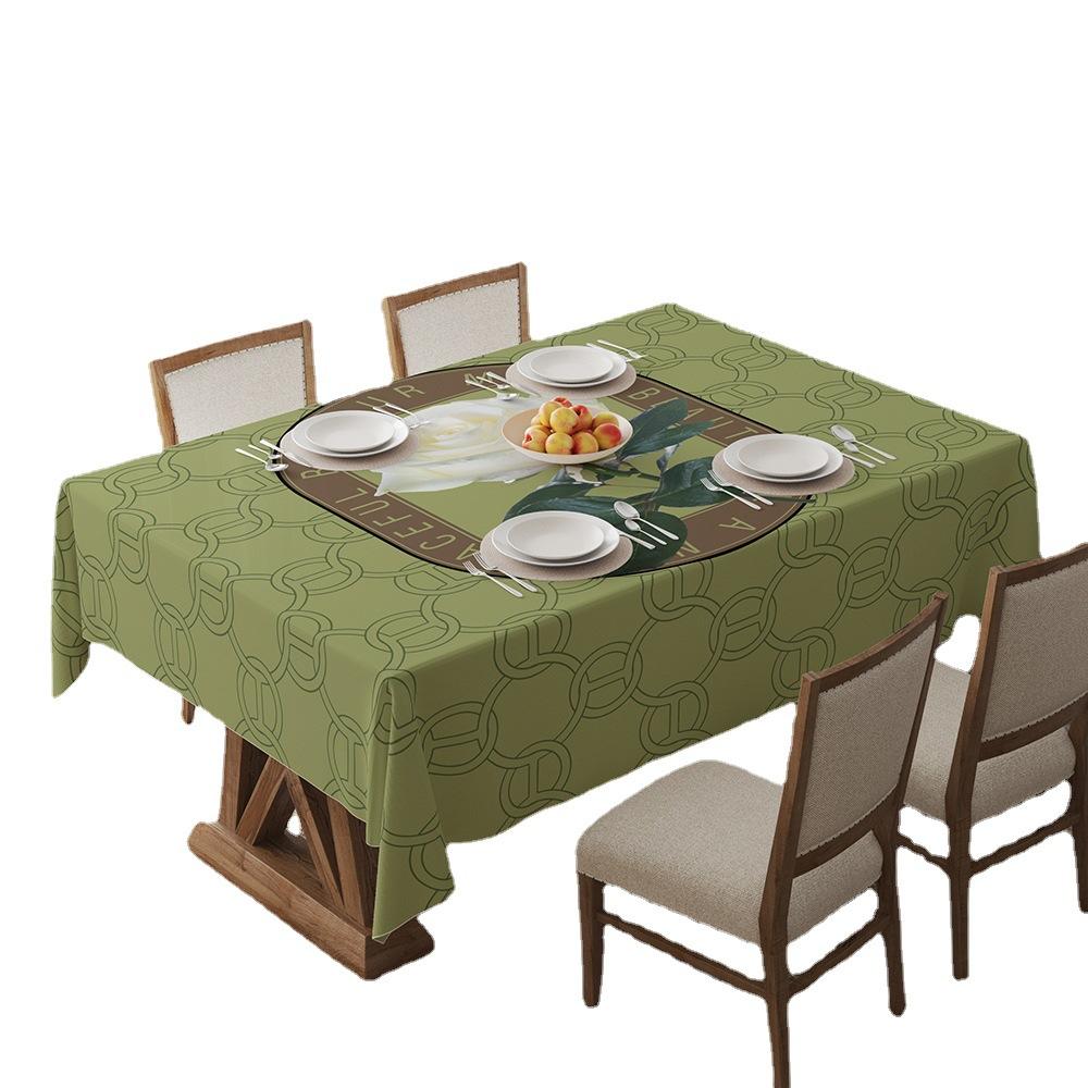 Green Tablecloth Geometric Light Luxury Dining Table Coffee Table Desk Decorative Tablecloth Tablecloth Outdoor Picnic Towel