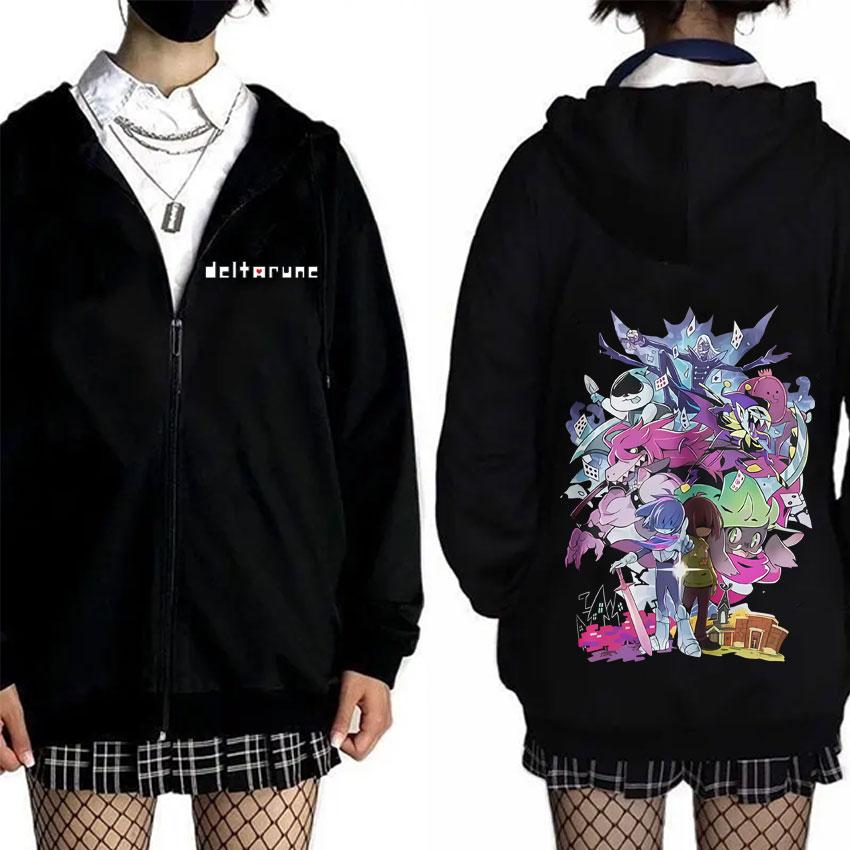 Juego Deltarune Noelle Holiday Ralsei Susie Kris Sudadera con Cremallera Hombre Mujer Otaku Humor Chaqueta Oversize Sudaderas