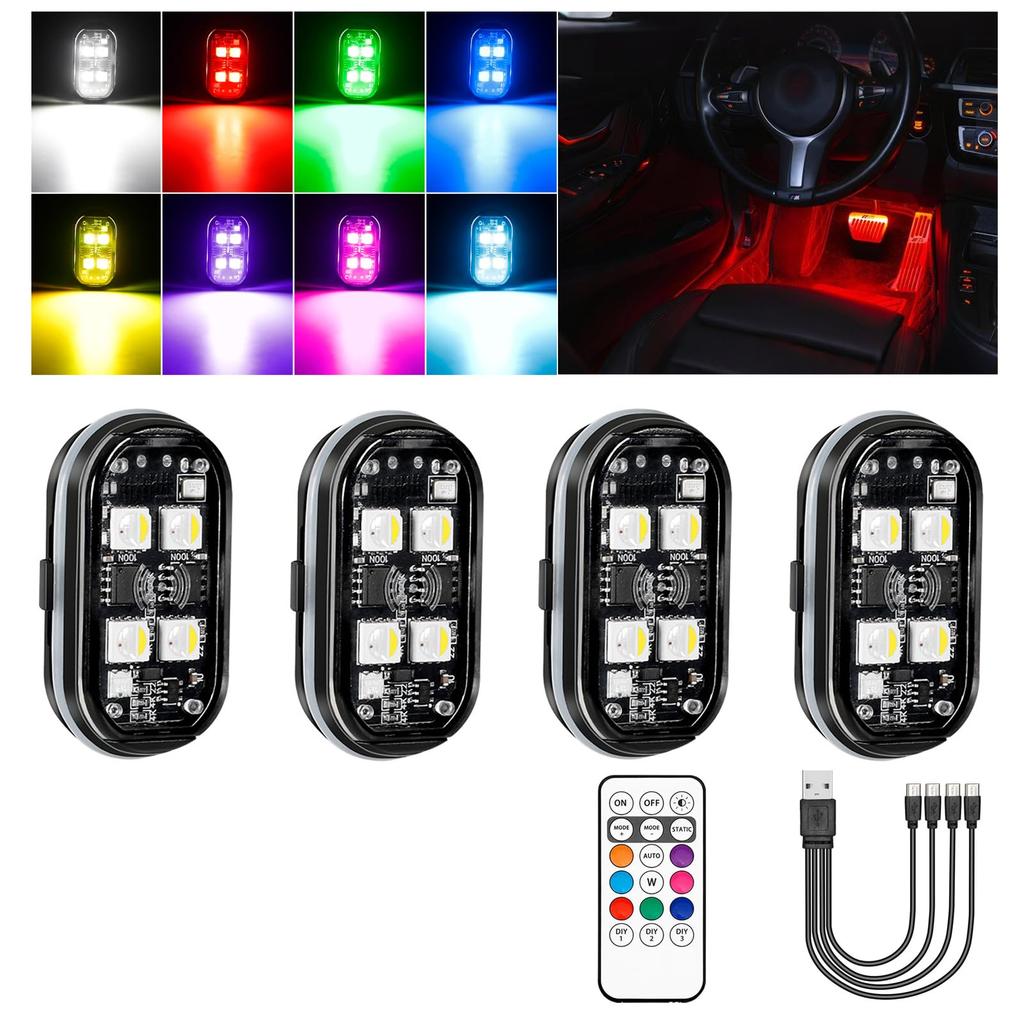 Catland LED Strobe Light for Cars with Remote Warning 8 Color Flashing Emergency Signal Charging 10 3 Brightness Levels Control, Light, Switching,