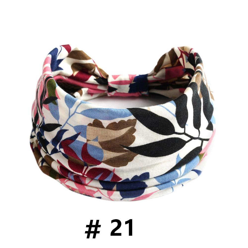 Tiaras Boho para Mulheres Algodão Tiara Larga Elástica Faixa de Cabelo Antiderrapante Treino Yoga Corrida Turbante Envoltório de Cabeça Acessórios de Cabelo