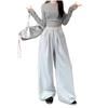 Southeast Asia Women's White Floor-Length Wide-Leg Casual Pants