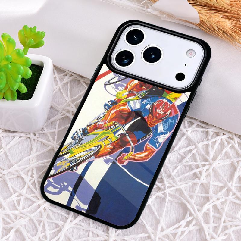 Cycling Heartbeat Bike Phone Case for iPhone 17 Air 16 15 11 12 14 13 Pro Max Shockproof Cover