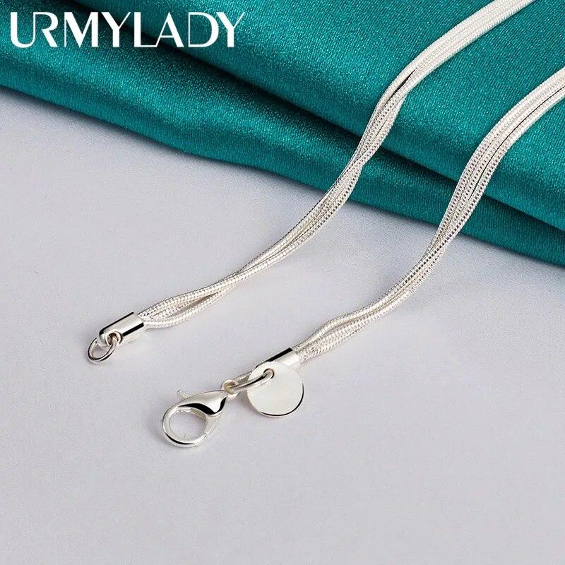 URMYLADY 925 Sterling Silver Butterfly 20 Inch Pendant Necklace For Women Wedding Party Fashion Jewelry