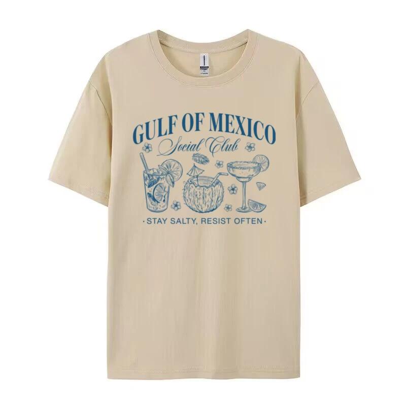Women Unisex Gulf of Mexico Social Club T Shirt Trendy Democrat Tshirts Retro Funny Beach Vacation TShirts Liberal Top Gift