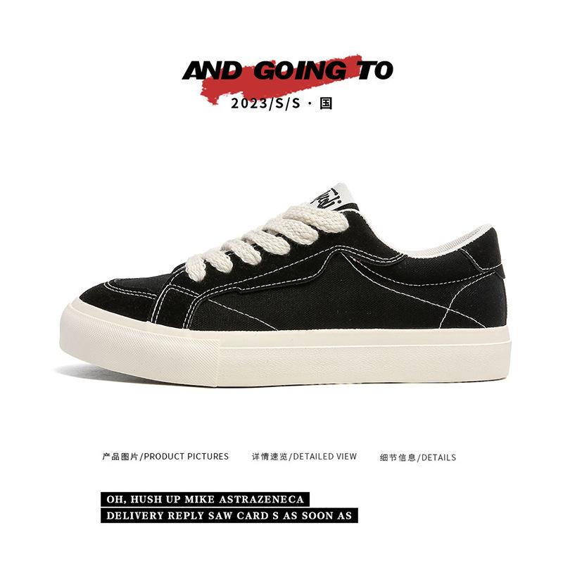 

2025 лето новые парусиновые туфли в гонконгском стиле мужские повседневные белые туфли корейская версия студенческие низкие спортивные трендовые туфли для скейтборда 44 чёрный