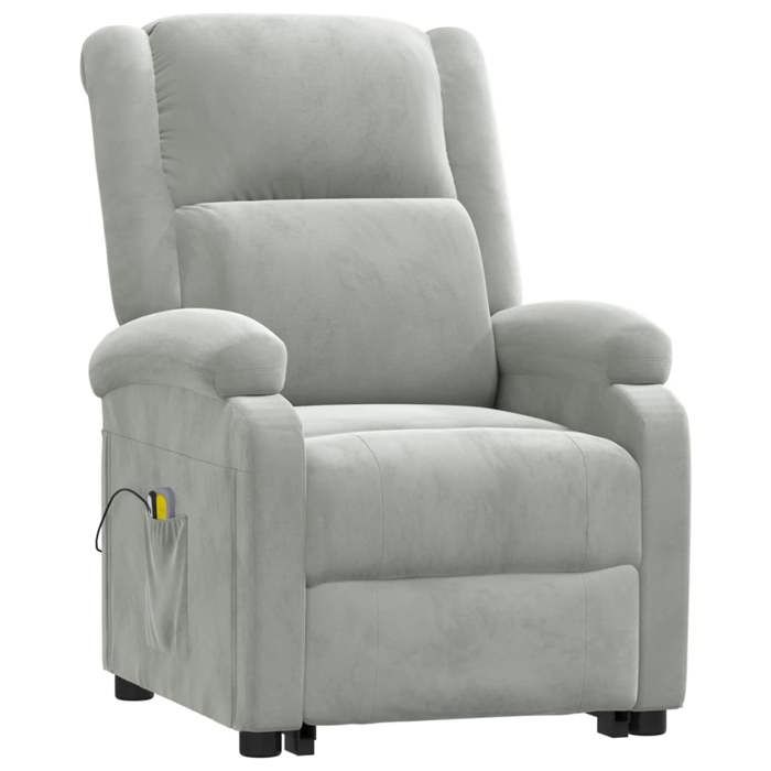 VidaXL Fauteuil de massage Gris clair Velours 3124836