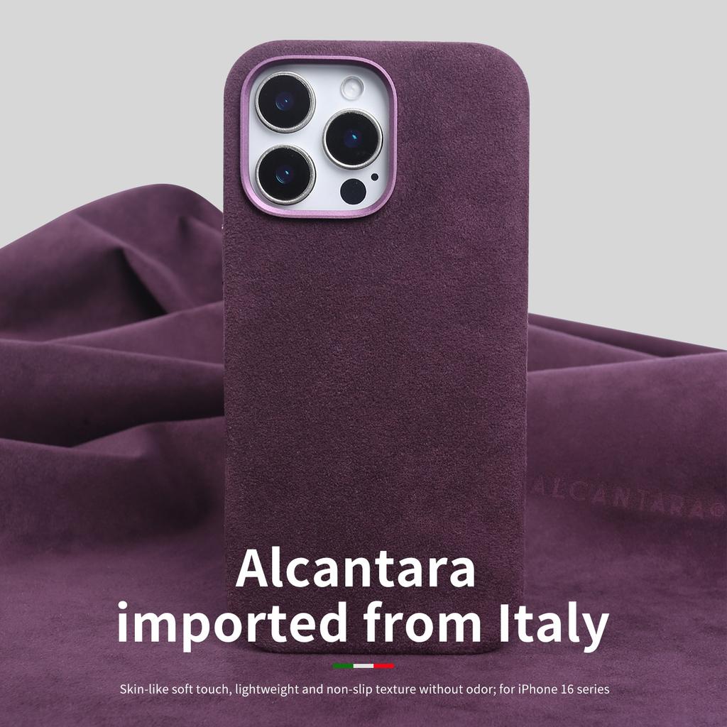 Vollumwickelte magnetische Hülle für ALCANTARA für iPhone 16 Pro Max 16pro Kunstleder Supercar Wildleder Handyhüllen Abdeckung